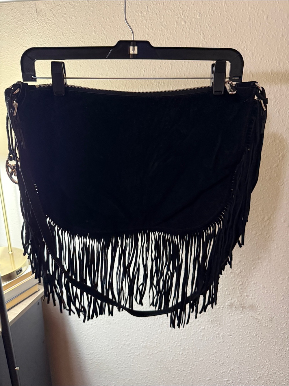 Michael Kors Black Suede Fringe Shoulder Bag with Stud Accents - Picture 5 of 9